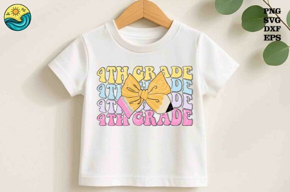 4th Grade Pencil Bow SVG, Back to School Graphics