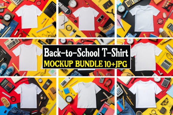 Back-to-School T-Shirt Mockup Bundle 02: Graphics & Product Mockups