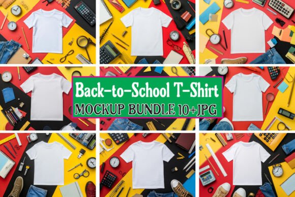 Back-to-School T-Shirt Mockup Bundle 06: Graphics & Product Mockups