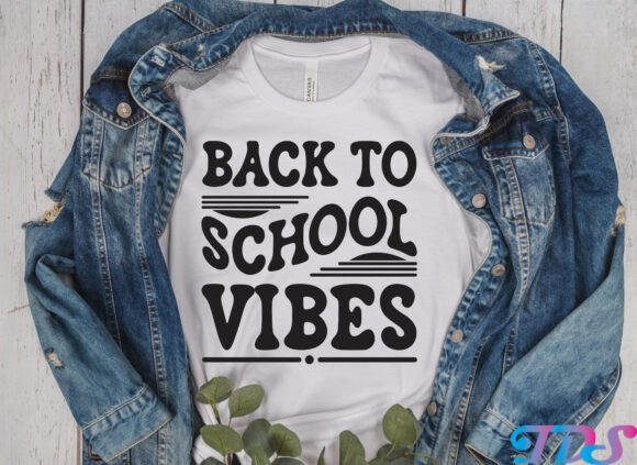 Back to School Vibes, Retro Wavy Design Graphics