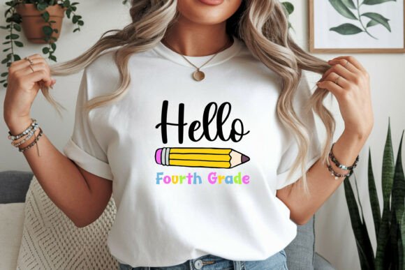 Hello Fourth Grade Preppy Back to School Graphics