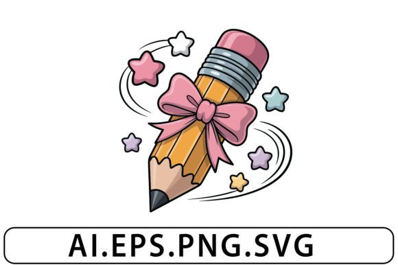 Pencil With Pink Bow Back to School SVG