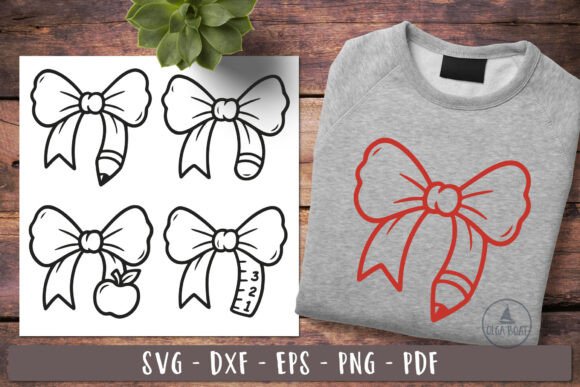 Teacher Bow Svg Pencil Back to School Graphics